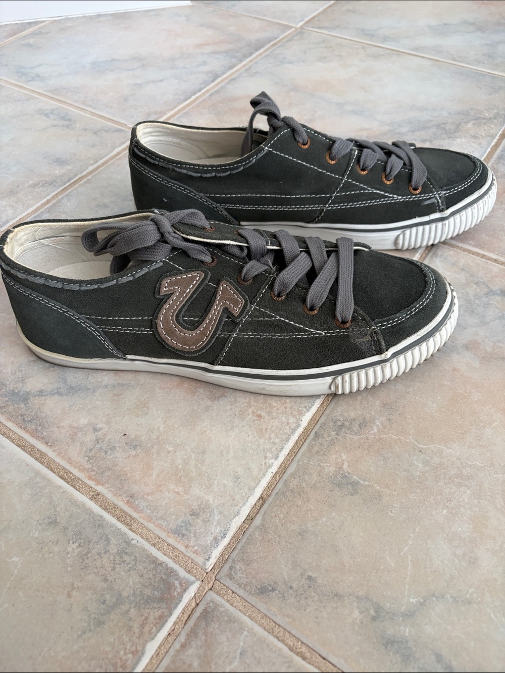 True Religion Men’s Charcoal Canvas Low-Top Sneakers